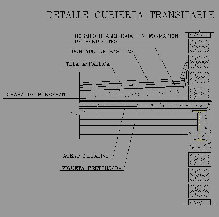 Bloque Autocad Terraza sobre forjado de viguetas